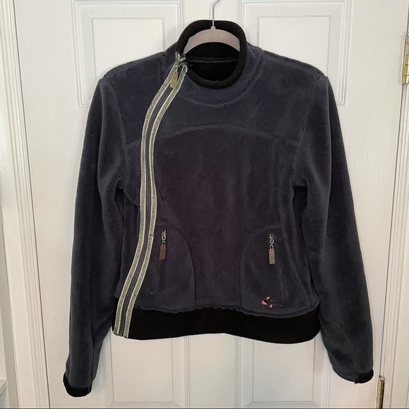 Groggy Zip Up Grey Blue Fleece Cozy Jacket Sweater Small - Picture 1 of 6